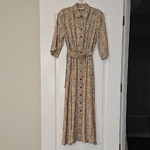 Melloday Leopard Print Button-Up Maxi Dress. Women's Size Medium